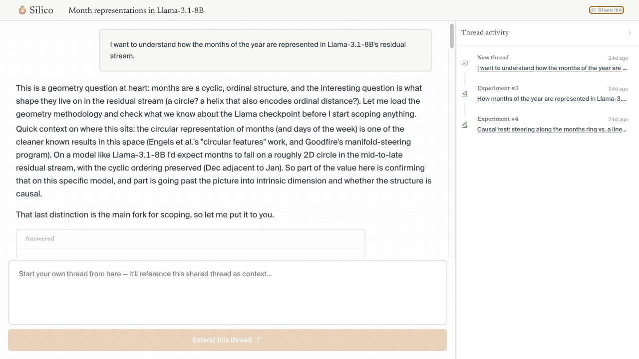 A shared thread with Thread activity and the Extend this thread composer